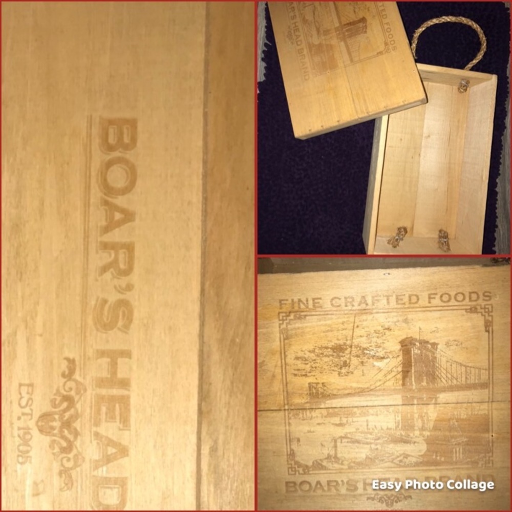 NWOT authentic “Boars Head” wood crate with cover 11 by 15 with 4 1/2 inch depth